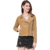 imageAllegra K Womens Short Soft Zip Up Faux Suede Biker Moto JacketLight Khaki