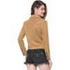 imageAllegra K Womens Short Soft Zip Up Faux Suede Biker Moto JacketLight Khaki