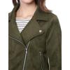 imageAllegra K Womens Short Soft Zip Up Faux Suede Biker Moto JacketOlive Green