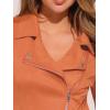 imageAllegra K Womens Short Soft Zip Up Faux Suede Biker Moto JacketOrange