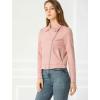 imageAllegra K Womens Short Soft Zip Up Faux Suede Biker Moto JacketPink
