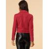 imageAllegra K Womens Short Soft Zip Up Faux Suede Biker Moto JacketRed