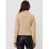imageAllegra K Womens Short Soft Zip Up Faux Suede Biker Moto JacketTan