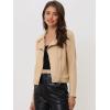 imageAllegra K Womens Short Soft Zip Up Faux Suede Biker Moto JacketTan