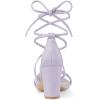imageAllegra K Womens Strappy Lace Up Chunky Heeled Light Purple Heels Sandals 6 M US