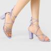 imageAllegra K Womens Strappy Lace Up Chunky Heeled Light Purple Heels Sandals 6 M US