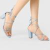 imageAllegra K Womens Strappy Lace Up Chunky Heeled Sky Blue Heels Sandals 6 M US