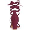 imageAllegra K Womens Strappy Lace Up Chunky High Heels Burgundy Heels Sandals 9 M US