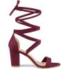 imageAllegra K Womens Strappy Lace Up Chunky High Heels Burgundy Heels Sandals 9 M US