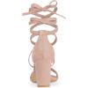imageAllegra K Womens Strappy Lace Up Chunky High Heels Dust Pink Heels Sandals 9 M US