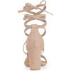 imageAllegra K Womens Strappy Lace Up Chunky High Heels Nude Heels Sandals 9 M US