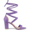 imageAllegra K Womens Strappy Lace Up Chunky High Heels Purple Heels Sandals 9 M US