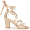 imageAllegra K Womens Strappy Lace Up Satin Chunky Heel SandalsChampagne