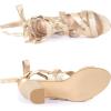 imageAllegra K Womens Strappy Lace Up Satin Chunky Heel SandalsChampagne