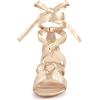 imageAllegra K Womens Strappy Lace Up Satin Chunky Heel SandalsChampagne
