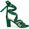 imageAllegra K Womens Strappy Lace Up Satin Chunky Heel SandalsGreen
