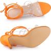 imageAllegra K Womens Strappy Rhinestone Lace Up Stiletto Heel SandalsOrange
