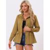 imageAllegra K Womens Utility Jacket Zip Up Drawstring Waist Snap Buttons Lightweight Anorak Jackets with PocketsDark Khaki