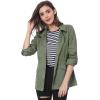 imageAllegra K Womens Utility Jacket Zip Up Drawstring Waist Snap Buttons Lightweight Anorak Jackets with PocketsGreen