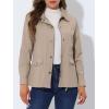 imageAllegra K Womens Utility Jacket Zip Up Drawstring Waist Snap Buttons Lightweight Anorak Jackets with PocketsLight Khaki