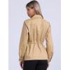 imageAllegra K Womens Utility Jacket Zip Up Drawstring Waist Snap Buttons Lightweight Anorak Jackets with PocketsTan Khaki