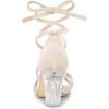 imageAllegra K Womens Velvet Lace Up Clear Heels Block Heel SandalsBeige