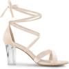 imageAllegra K Womens Velvet Lace Up Clear Heels Block Heel SandalsBeige