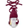 imageAllegra K Womens Velvet Lace Up Clear Heels Block Heel SandalsBurgundy