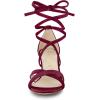 imageAllegra K Womens Velvet Lace Up Clear Heels Block Heel SandalsBurgundy