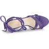imageAllegra K Womens Velvet Lace Up Clear Heels Block Heel SandalsElegant Purple