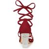 imageAllegra K Womens Velvet Lace Up Clear Heels Block Heel SandalsRed