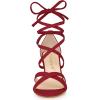 imageAllegra K Womens Velvet Lace Up Clear Heels Block Heel SandalsRed