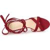imageAllegra K Womens Velvet Lace Up Clear Heels Block Heel SandalsRed