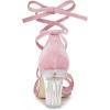 imageAllegra K Womens Velvet Lace Up Clear Heels Block Heel SandalsSilky Pink