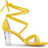 imageAllegra K Womens Velvet Lace Up Clear Heels Block Heel SandalsYellow