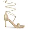 imageAllegra K Womens Woven Strap Lace Up Strappy Stiletto Heel SandalsGold