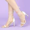 imageAllegra K Womens Woven Strap Lace Up Strappy Stiletto Heel SandalsWhite