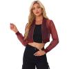 imageAllegra K Bomber Crop Jacket for Womens Sheer Mesh Lightweight Long Sleeve JacketsBurgundy