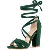 imageAllegra K Women Crisscross Front Block Heeled Lace Up Green Sandals 65 M US