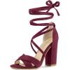imageAllegra K Womens Block Heeled Lace Up Burgundy Sandals 75 M US