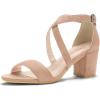 imageAllegra K Womens Crisscross Ankle Strap Block Heel SandalsNude