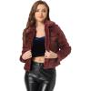 imageAllegra K Womens Faux Fur Fluffy Coat Collar 2025 Warm Winter Cropped JacketBurgundy