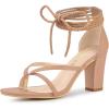 imageAllegra K Womens Flip Flops Chunky Heel Lace Up Heels Thong SandalsNude