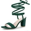 imageAllegra K Womens Lace Up Chunky Heels SandalsGreen