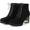 imageAllegra K Womens Lace Up Combat Boots Low Platform Chunky Heel Lug Sole Ankle BootiesBlack