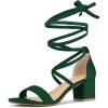 imageAllegra K Womens Lace Up Mid Chunky Heeled Green Sandals 10 M US
