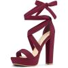 imageAllegra K Womens Lace Up Platform Burgundy Block Heels Sandals  105 M US