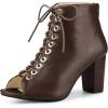 imageAllegra K Womens Peep Toe Lace Up Chunky Heeled Ankle BootiesDark Brown