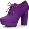imageAllegra K Womens Platform Chunky Heel Lace Up Purple Booties 10 M US