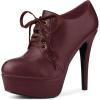 imageAllegra K Womens Platform Lace Up Round Toe Stiletto High Heel Ankle BootiesBurgundy